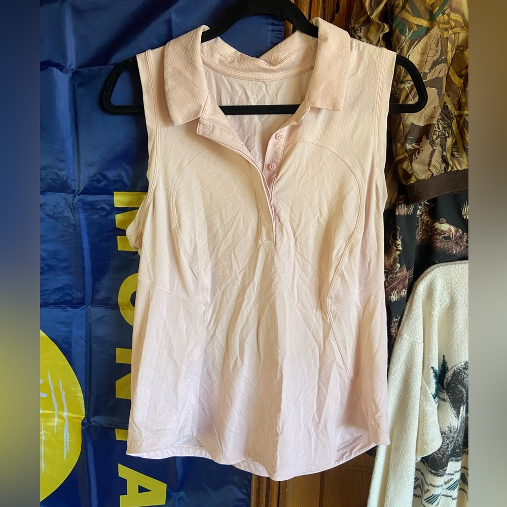 Women’s Sleeveless Polo Tank Top - Light Pink